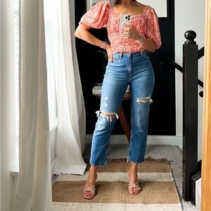 Abercrombie & Fitch Ankle Straight High Rise Jeans SHORT